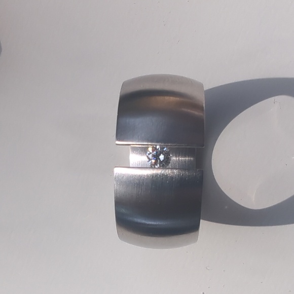 XEN Stainless Steel Tension Set Diamond Ring Size 7